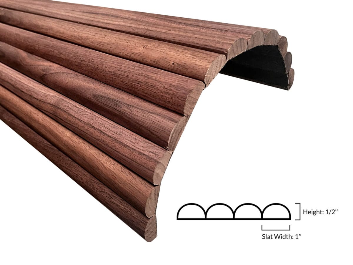 Half-Round Walnut Tambour Wood Panels