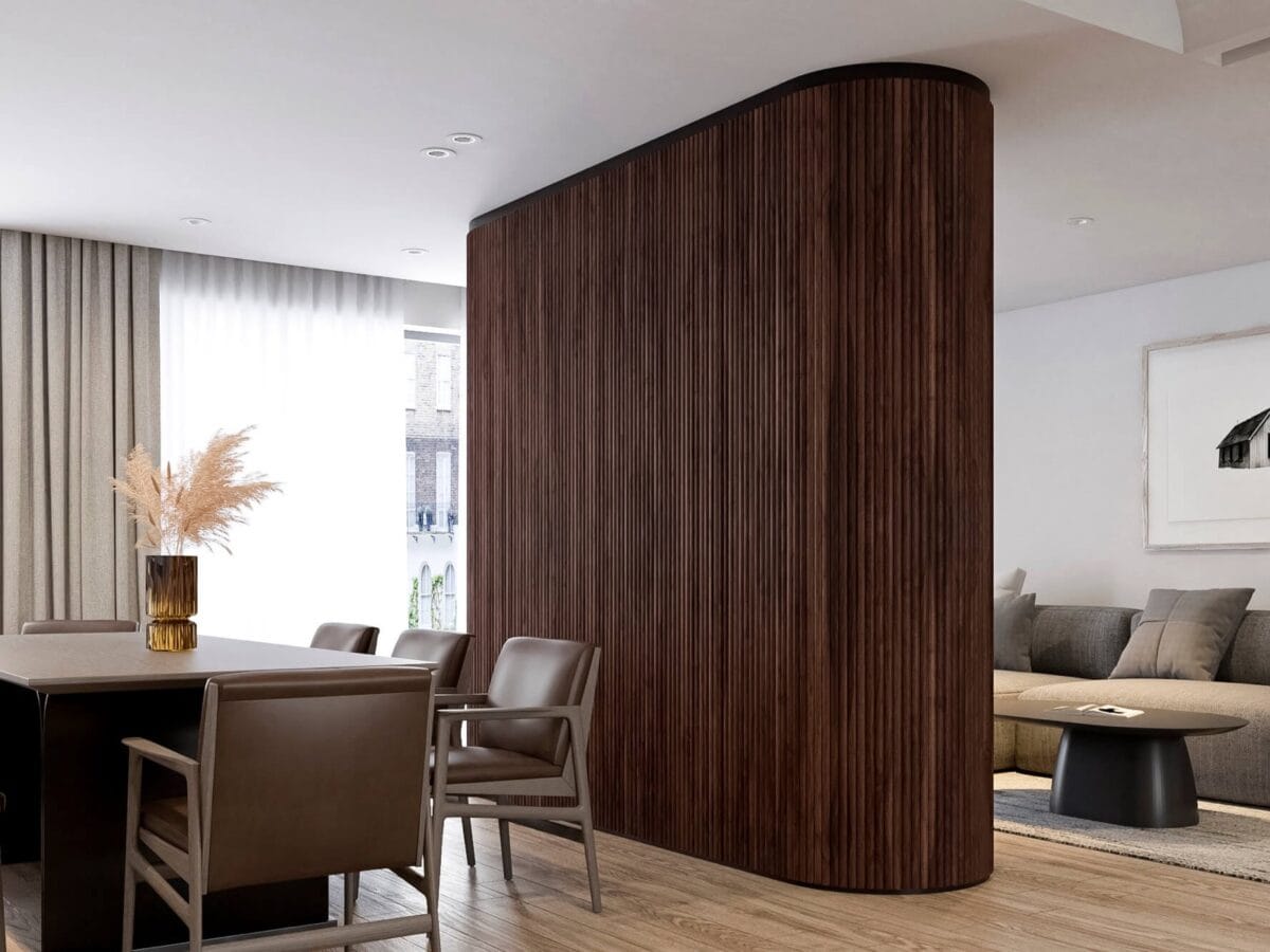 Half-Round Walnut Tambour Wood Panels